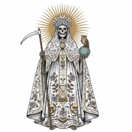 Santa Muerte Saint Holy Death White Robe 2D Statue Freistehende Fotoskulptur