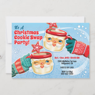 Santa Mugs Weihnachtsplätzchen-Tausch-Einladung Einladung