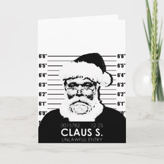 Santa Mugshot Card Feiertagskarte (Vorderseite)