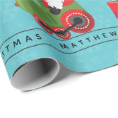 Santa & Multikulturelle Girl Geschenkpapier (Rolleneckpunkt)