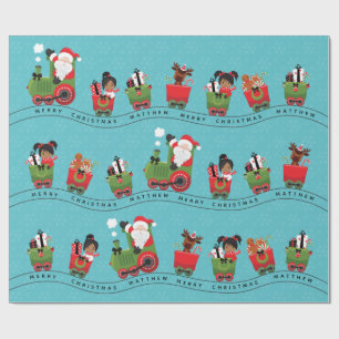 Santa & Multikulturelle Girl Geschenkpapier