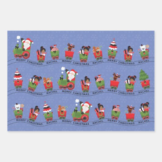 Santa & Multikulturelle Girl Geschenkpapier Set (Vorderseite 2)