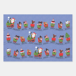 Santa & Multikulturelle Girl Geschenkpapier Set