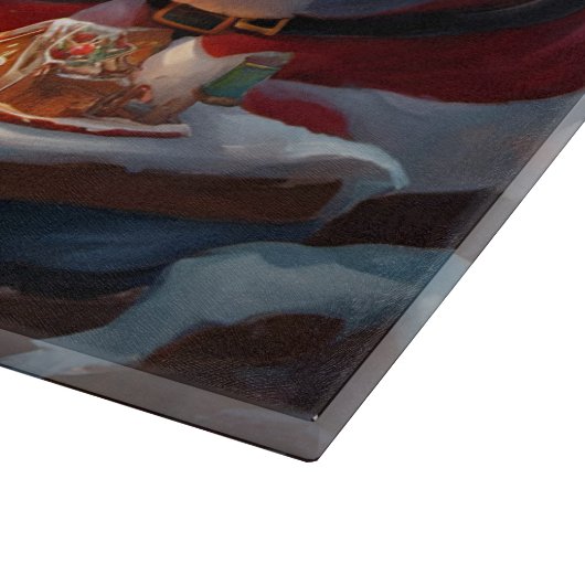 Santa N Reindeer machen Lebkuchenhaus Weihnachten Schneidebrett (Ecke)