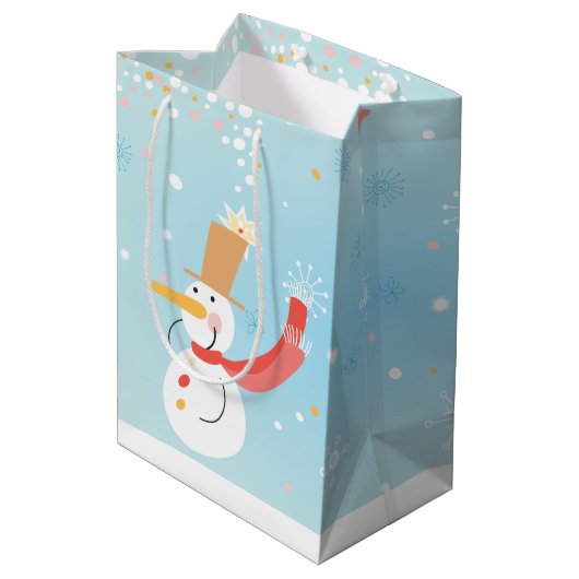 Santa n' Snowman-Geschenktasche Mittlere Geschenktüte (Rückseite Schrägansicht)