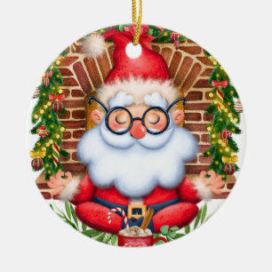 Santa Namaste Yoga Pose Weihnachten Keramik Ornament