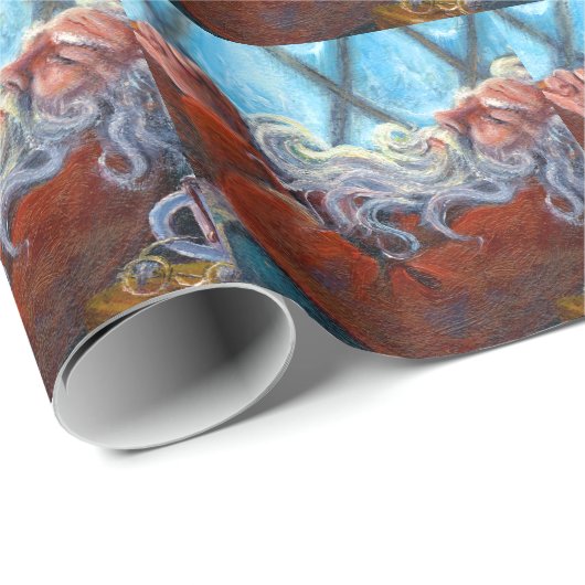 "Santa Napping" Geschenkpapier (Rolleneckpunkt)