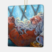 "Santa Napping" Keramikornament (Links)