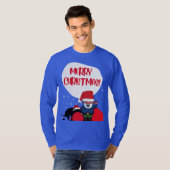 Santa & Naughty Dog Funny Frohe Weihnachten T-Shirt (Vorne ganz)