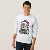 Santa Needs Espresso –Funny Coffee Santa Christmas Sweatshirt (Vorne ganz)