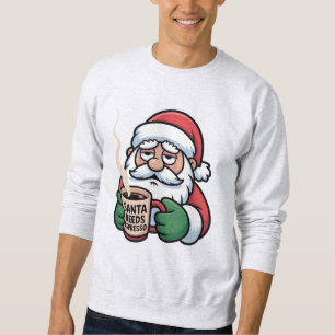 Santa Needs Espresso –Funny Coffee Santa Christmas Sweatshirt