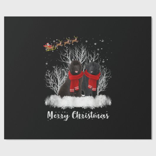 Santa Neufundland Couple Frohe Weihnachtsgeburt Ge Geschenkpapier (Flach)