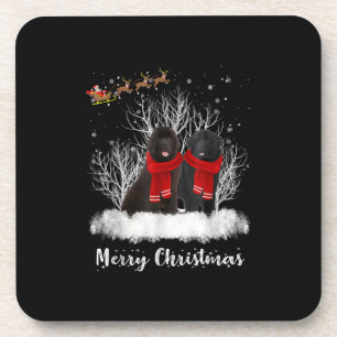 Santa Neufundland Couple Frohe Weihnachtsgeburt Ge Getränkeuntersetzer