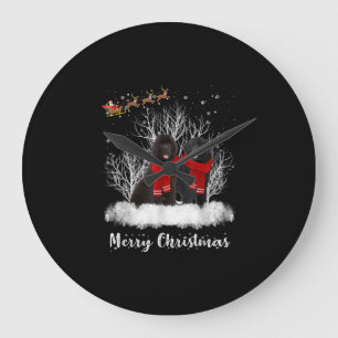 Santa Neufundland Couple Frohe Weihnachtsgeburt Ge Große Wanduhr