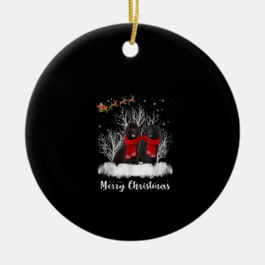 Santa Neufundland Couple Frohe Weihnachtsgeburt Ge Keramik Ornament (Vorne)