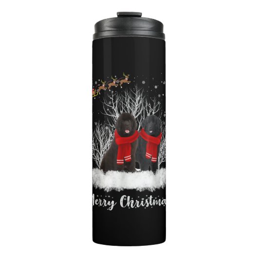 Santa Neufundland Couple Frohe Weihnachtsgeburt Ge Thermosbecher (Vorderseite)