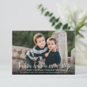 Santa New Zuhause Stoppt Weihnachts-Foto-Feiertage Ankündigung (Stehend Vorderseite)