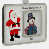 Santa Nice List Snowflake Foto Ornament Rahmen-Ornament Silber (Rechts)