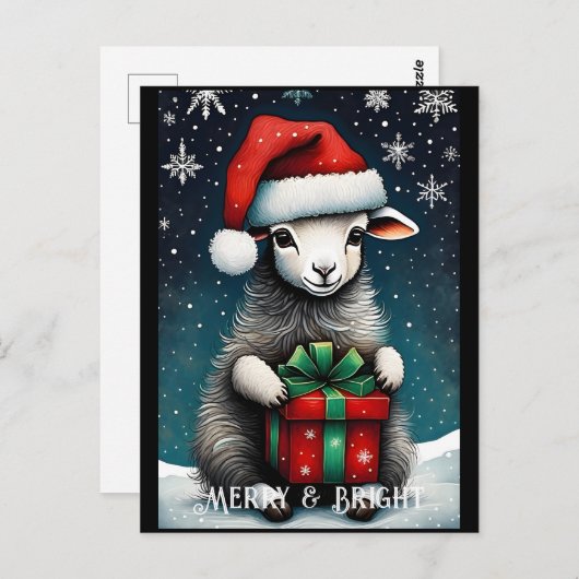 Santa Niedlich Baby Sheep Weihnachtsgeschenk Urlau Postkarte (Vorne/Hinten)