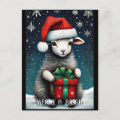 Santa Niedlich Baby Sheep Weihnachtsgeschenk Urlau Postkarte (Vorderseite)