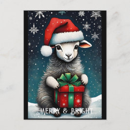 Santa Niedlich Baby Sheep Weihnachtsgeschenk Urlau Postkarte