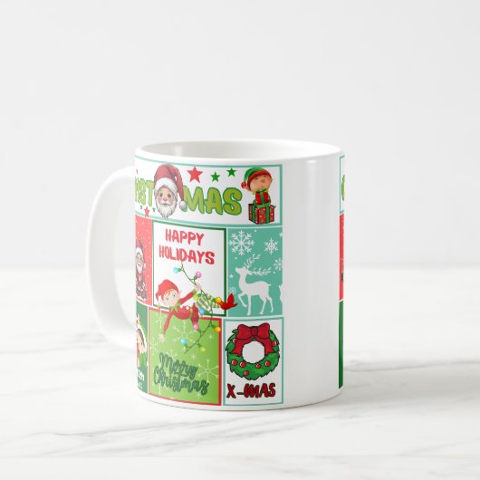 Santa Niedlich Frohe Weihnachtskaffee Tasse (Vorderseite Links)