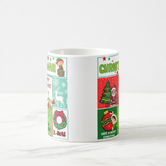 Santa Niedlich Frohe Weihnachtskaffee Tasse (Mittel)