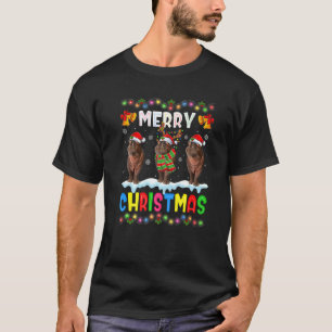 Santa Nilpferd Tiere Frohe Weihnachten Pyjama T-Shirt