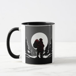 Santa Noir – Black & White Santa with Red Glow  Tasse