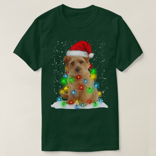 Santa Norfolk Terrier Christmas Light Pajama Dog X T-Shirt (Design vorne)
