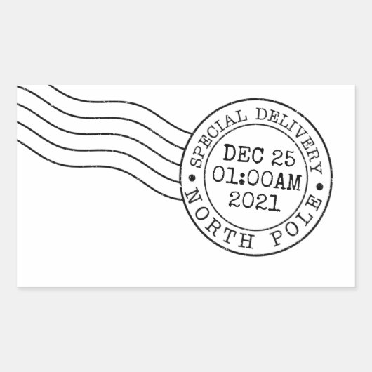 santa north pole express delivery secret gift post rechteckiger aufkleber (Vorderseite)