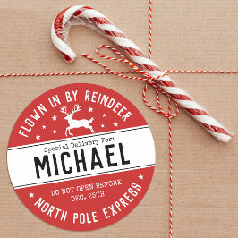 Santa North Pole Express Rentierfest Weihnachten Runder Aufkleber