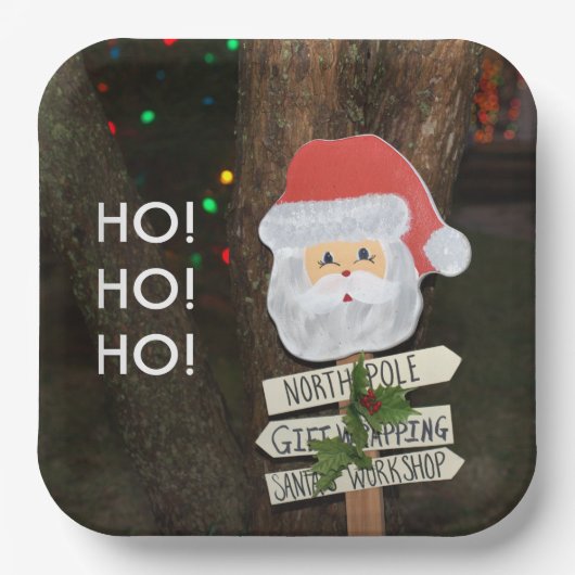 Santa North Pole Ho Ho Ho Pappteller (Vorderseite)