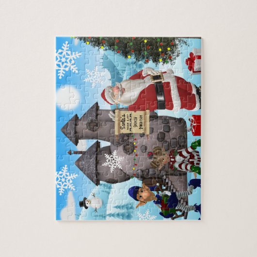 Santa North Pole Personalisiert mit Kindername Puzzle (Vertikal)