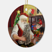 Santa - Norwegische Waldkatze Keramik Ornament (Links)