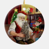 Santa - Norwegische Waldkatze Keramik Ornament (Hinten)