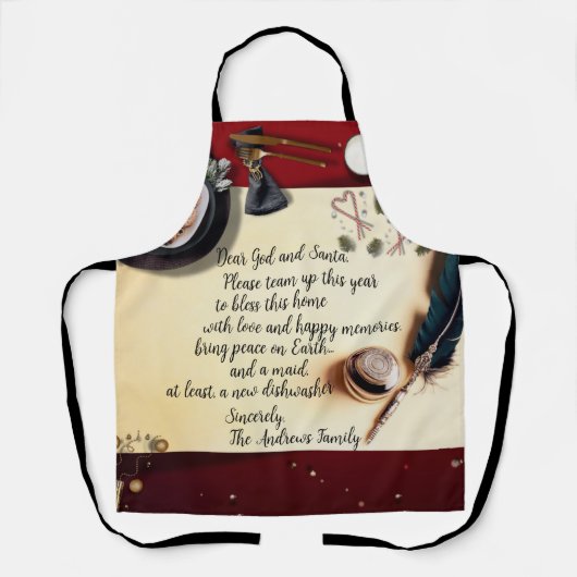 Santa Note Peace Funny Request Quill Pen Medium Schürze (Vorderseite)