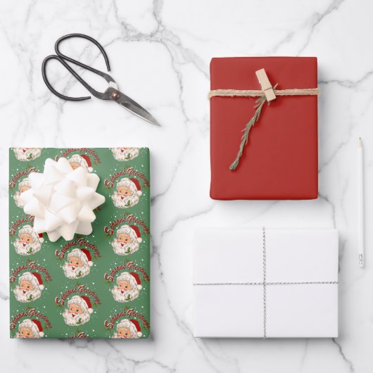 Santa Nr. 1 Saison Grüße Geschenkpapier Set (Vorderseite)