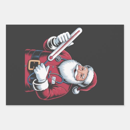 Santa Nurse Xmas Nursing Healthcare Worker   Geschenkpapier Set (Vorderseite)