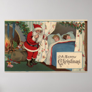 Santa Observation Sleeping Children Poster