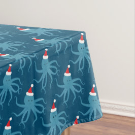 Santa Octopus Blue Christmas Tableclout Tischdecke