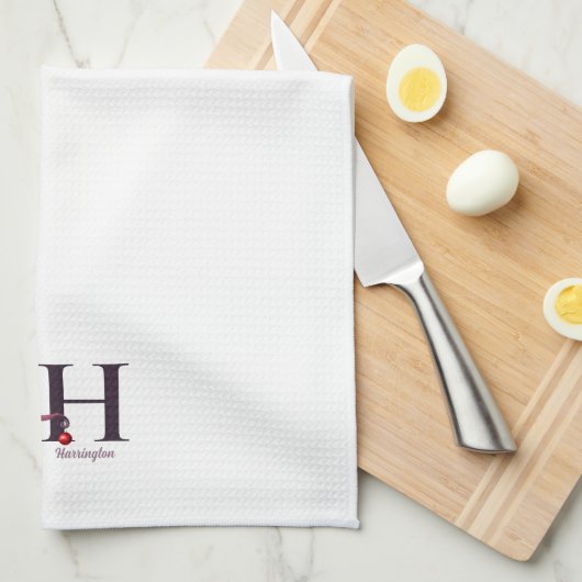 Santa Octopus Monogram Geschirrtuch (Viertel Falte)