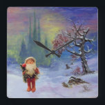 SANTA OF THE GNOMES QUADRATISCHE WANDUHR<br><div class="desc">Mixed media painting ,  fine art   digital art. by Bulgan Lumini (c) Little Gnome is a rare old italian toy that we have from the years 1950.</div>