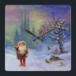 SANTA OF THE GNOMES QUADRATISCHE WANDUHR<br><div class="desc">Mixed media painting ,  fine art   digital art. by Bulgan Lumini (c) Little Gnome is a rare old italian toy that we have from the years 1950.</div>