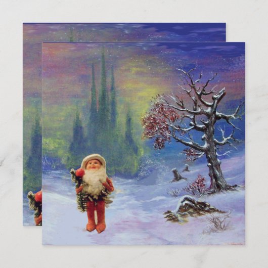 SANTA OF THE GNOMES, WINTER FERIENURLAUB CHRISTMAS EINLADUNG (Vorne/Hinten)