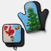 Santa Ofenhandschuh & Topflappen-Set (Vorderseite/Rückseite)