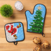 Santa Ofenhandschuh & Topflappen-Set (Oben Unten)