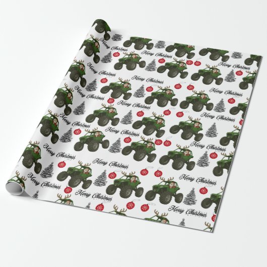 Santa Off Road Wrapping Paper Geschenkpapier (Ungerollt)