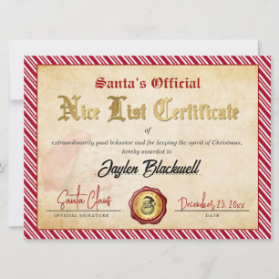 Santa Offizielles Nettes-Liste-Zertifikat Feiertagskarte