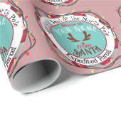 Santa Offizielles Siegel Rudolph auf Blue & Red St Geschenkpapier (Rolleneckpunkt)